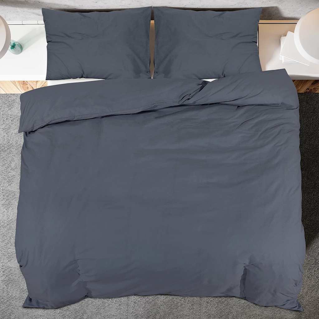 Bettwäsche-Set Anthrazit 140x200 cm Leichte Mikrofaser