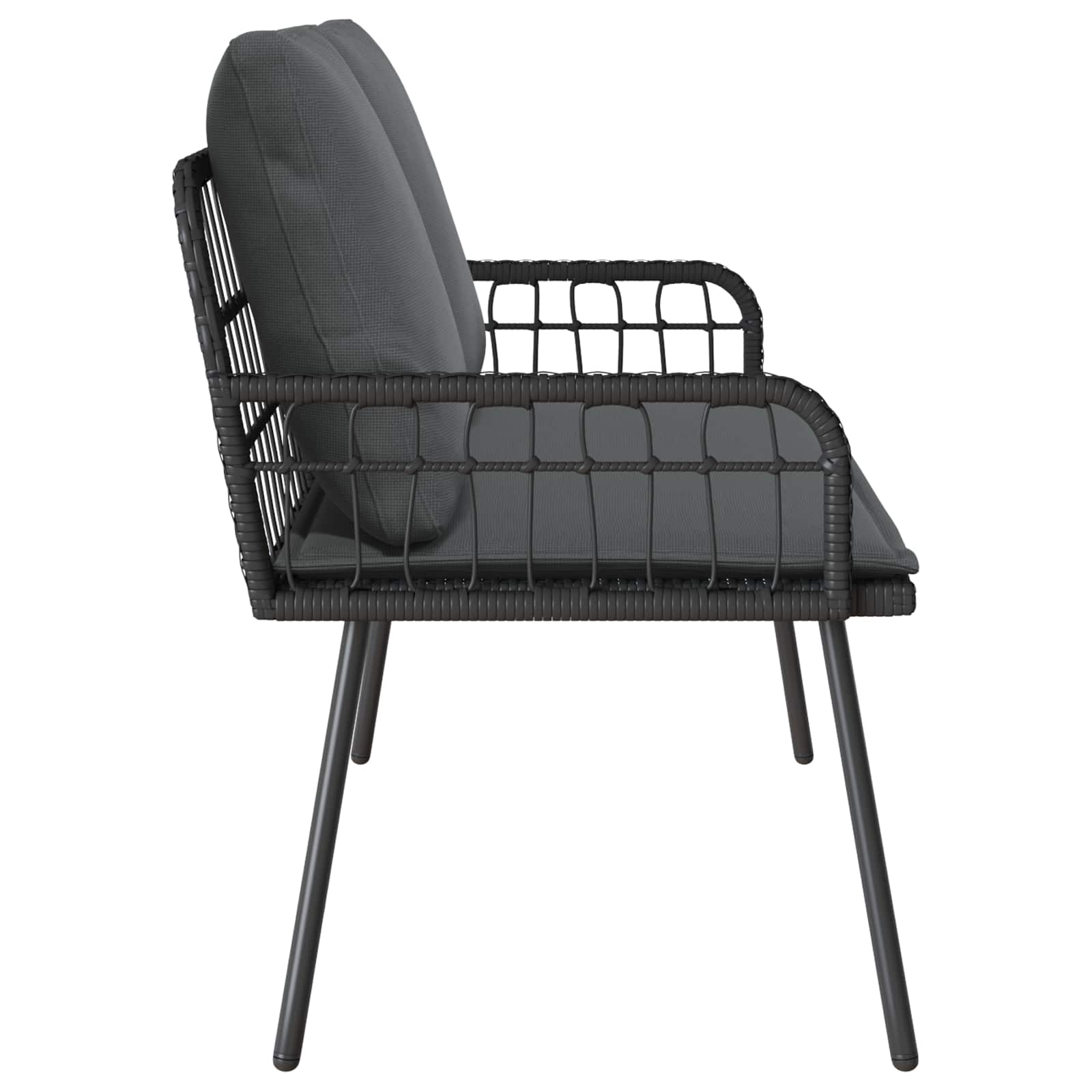 Gartensessel mit Kissen Schwarz Poly Rattan