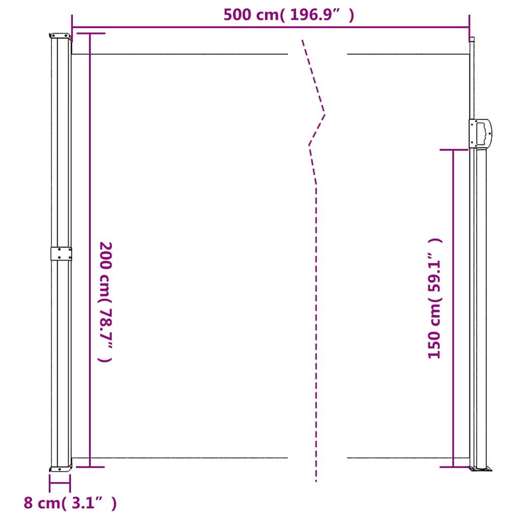 Seitenmarkise Ausziehbar Schwarz 100x300 cm