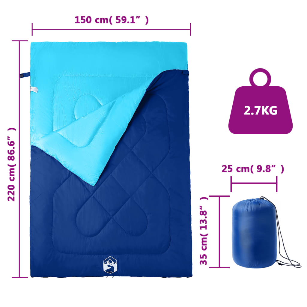Doppelschlafsack mit Kissen Erwachsene Camping 3-4 Jahreszeiten