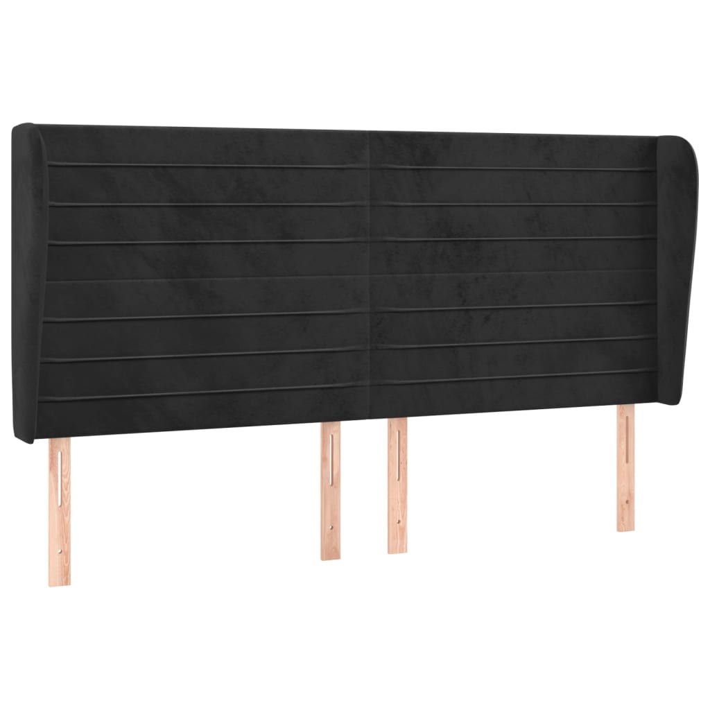 Kopfteil mit Ohren Dunkelblau 203x23x118/128 cm Samt