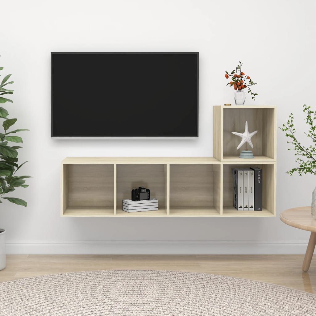 2-tlg. TV-Schrank-Set Grau Holzwerkstoff