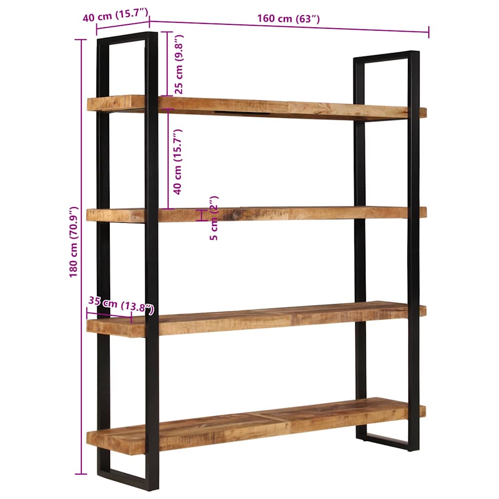 Bücherregal mit 4 Böden 80x40x180 cm Altholz Massiv