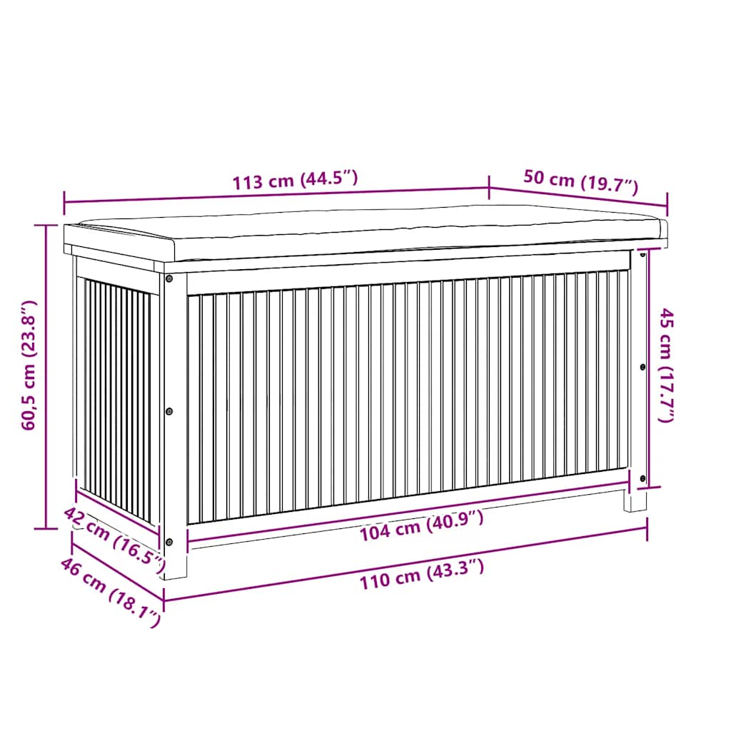 Outdoor-Kissenbox 60x50x61 cm Massivholz Akazie