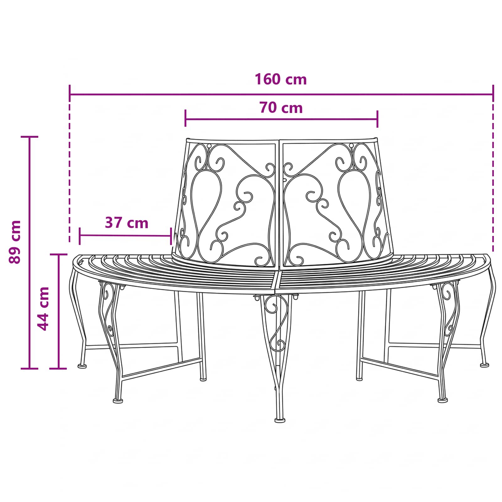 Baumbank 160 cm Stahl