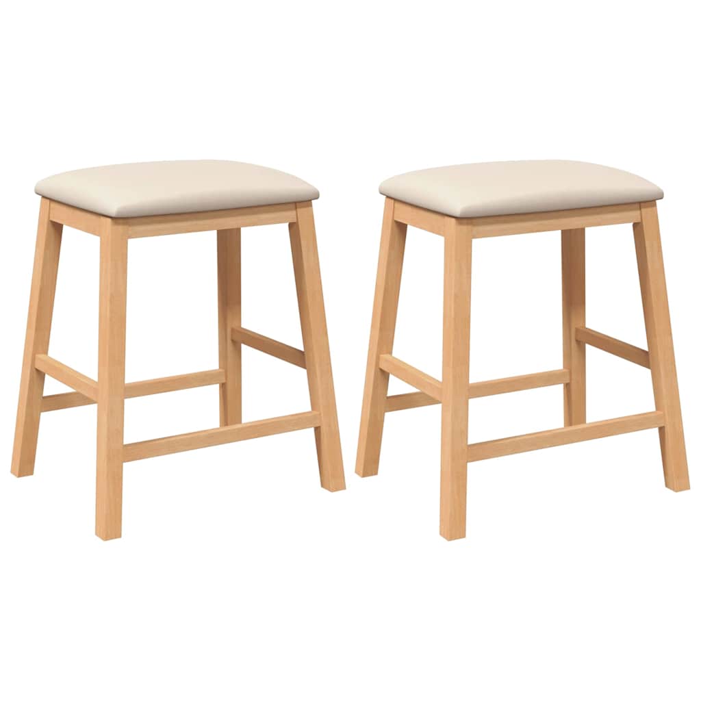 Barstühle mit Kissen 2 Stk. Braun Massivholz Gummibaum