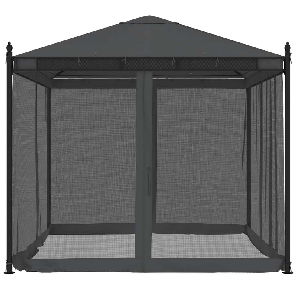 Pavillon mit Netzwänden Creme 2,93x2,93 m Stahl
