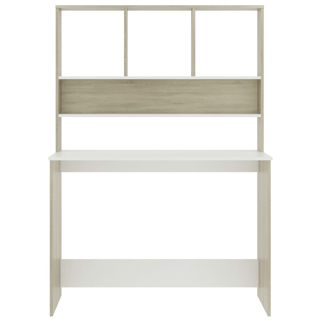 Schreibtisch mit Regalen Weiß 110x45x157 cm Holzwerkstoff