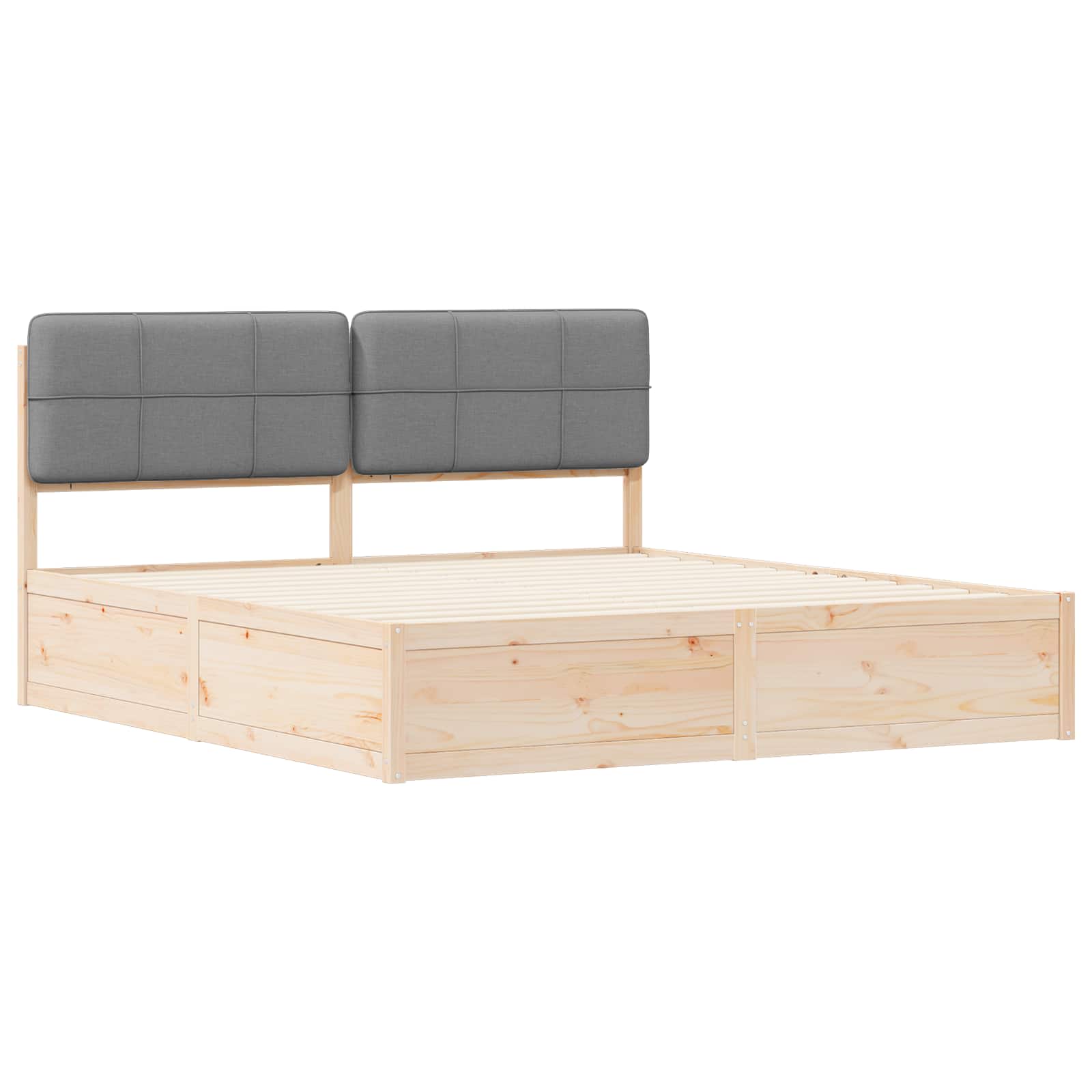 Bettgestell mit gepolstertem Kopfteil Hellgrau 200 x 200 cm