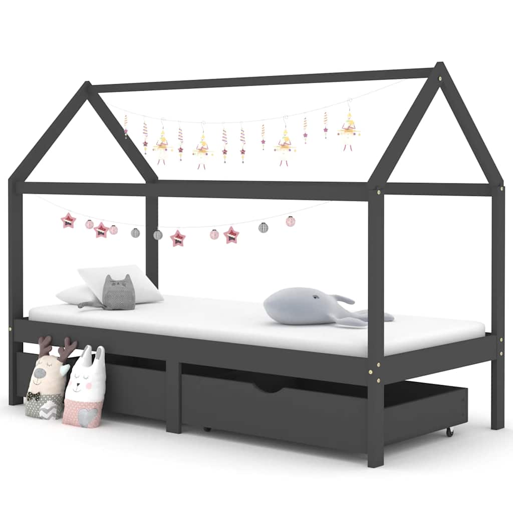 Kinderbett mit Schublade Massivholz Kiefer 70x140 cm