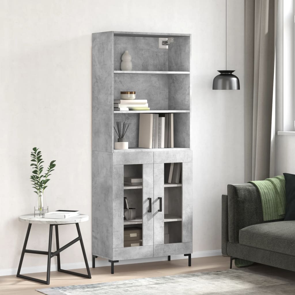 Highboard Hochglanz-Weiß 69,5x34x180 cm Holzwerkstoff