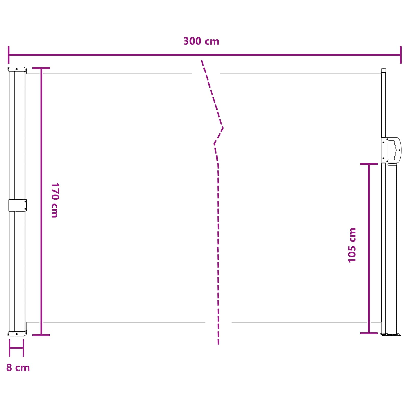 Seitenmarkise Ausziehbar Schwarz 100x300 cm