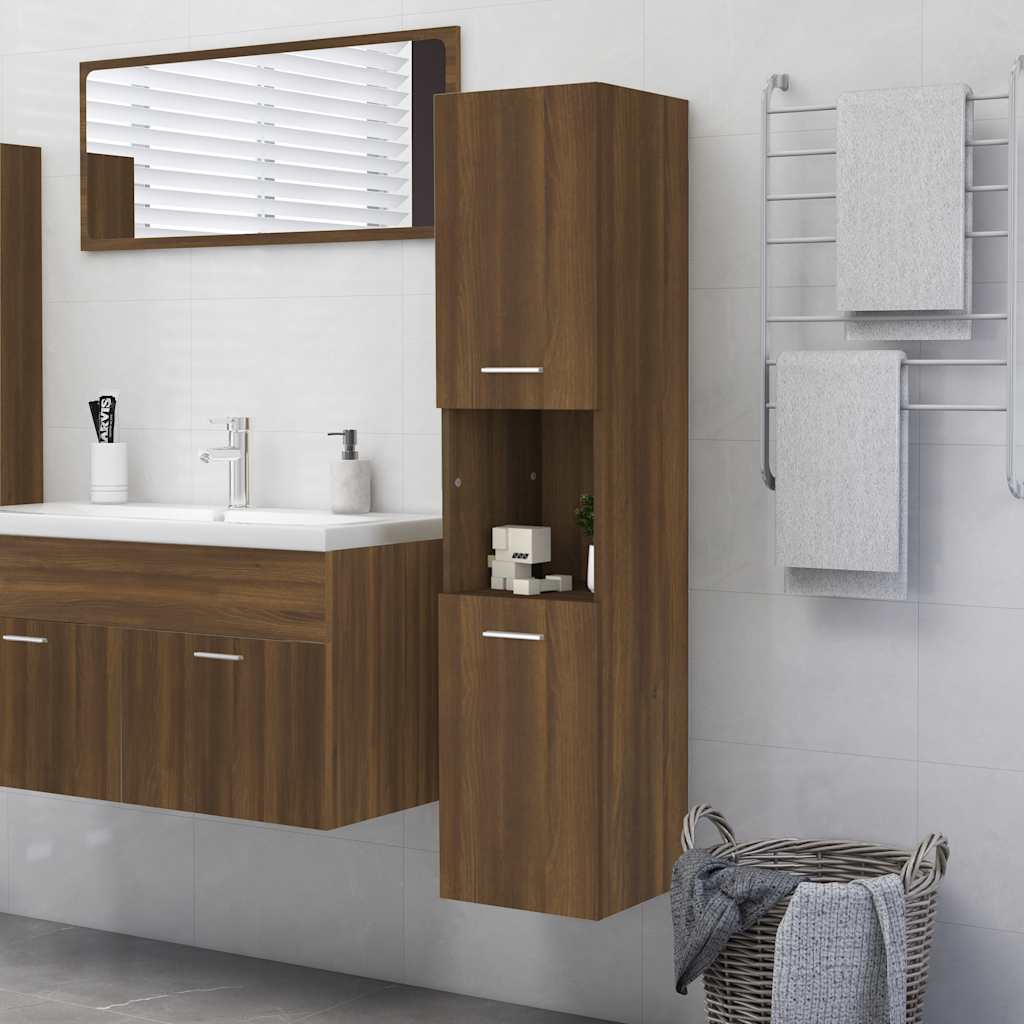 Badezimmerschrank Weiß 30x30x130 cm Holzwerkstoff