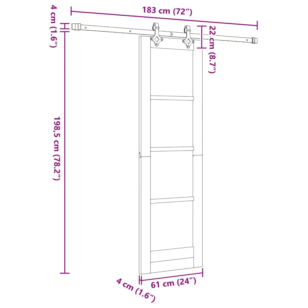 Schiebetür ORKDAL Natürlich und Schwarz 61 x 198,5 cm