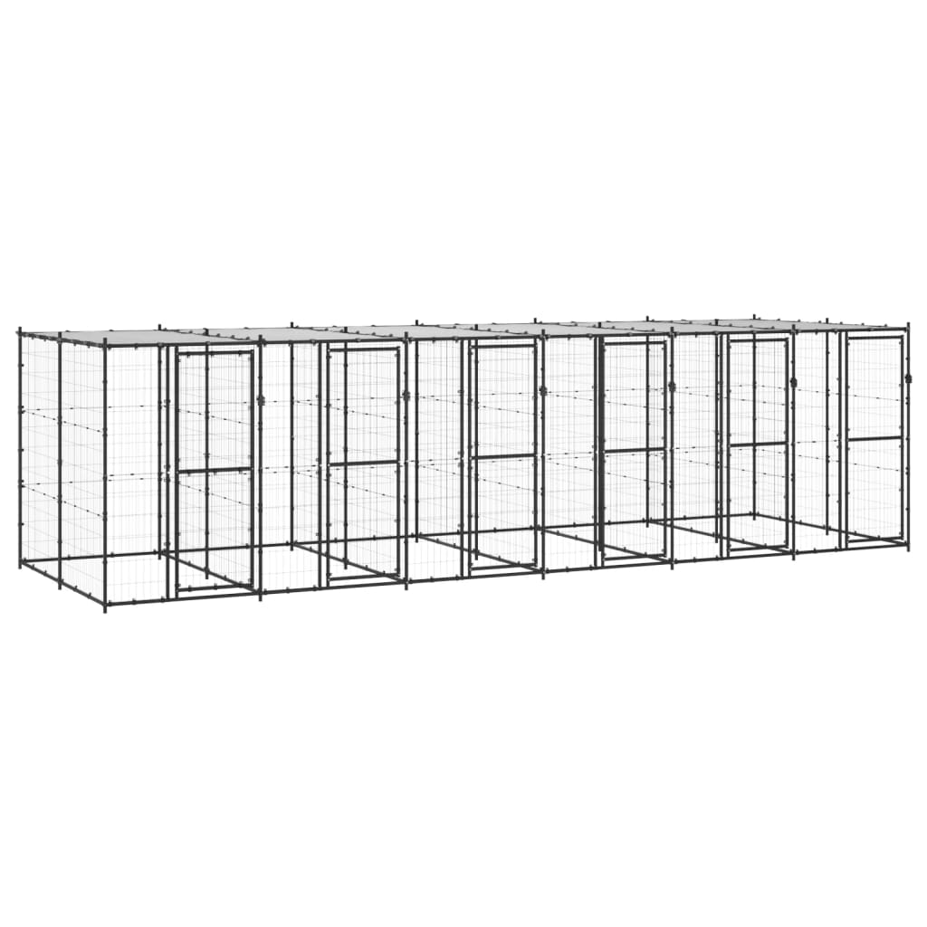 Outdoor-Hundezwinger Stahl mit Überdachung 110x220x180 cm