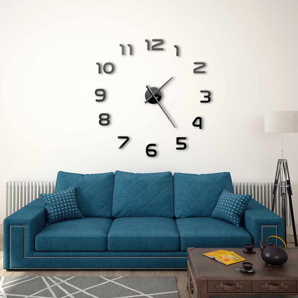3D-Wanduhr Modernes Design 100 cm XXL Silbern