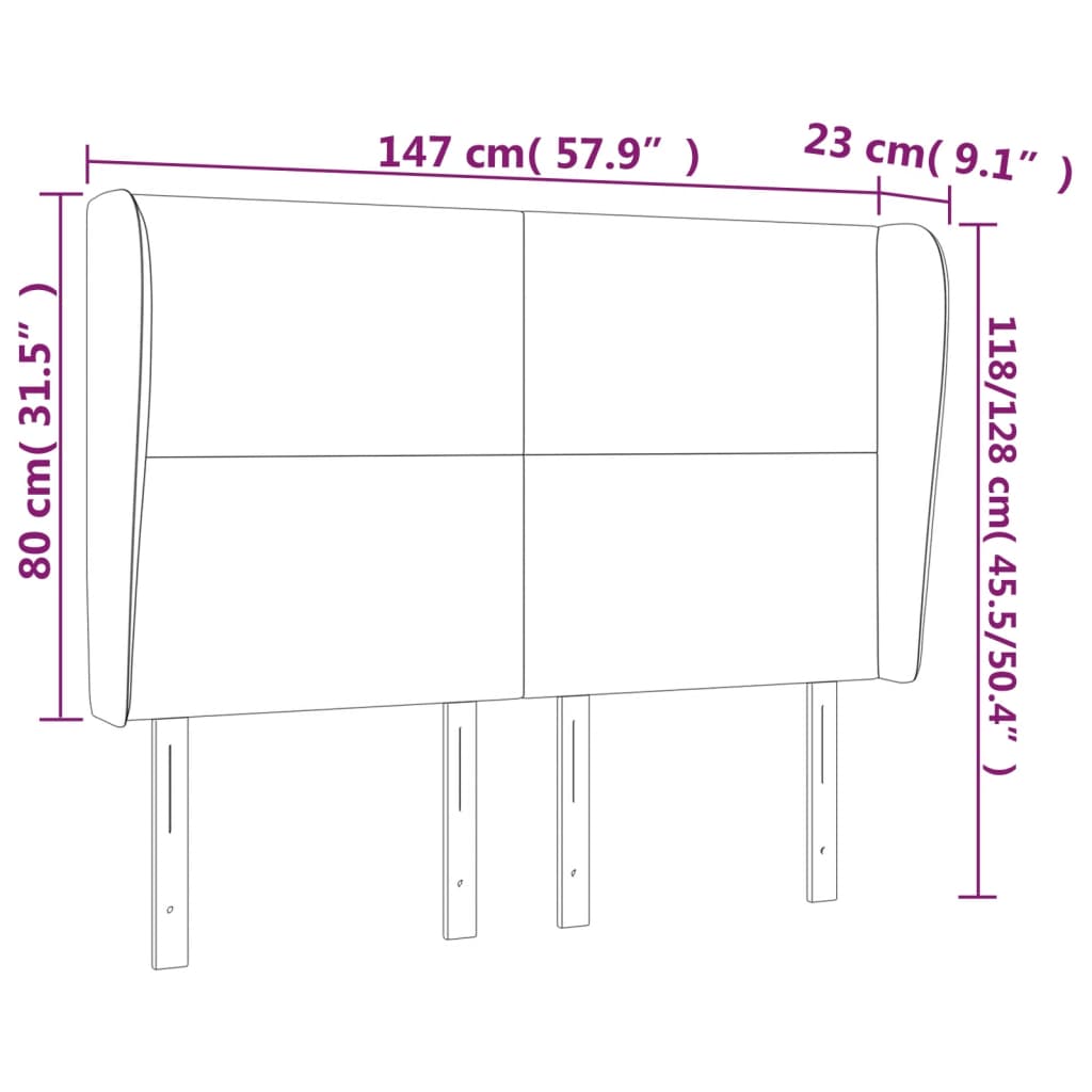 Kopfteil mit Ohren Creme 83x23x78/88 cm Kunstleder