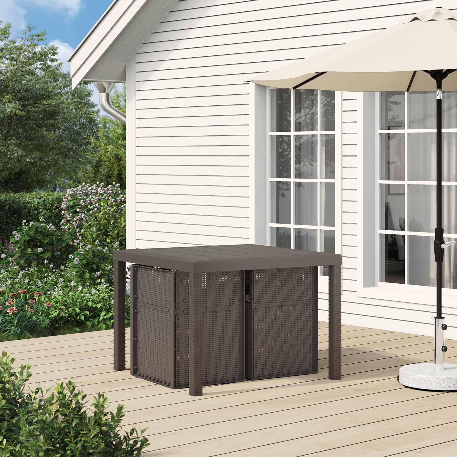 Garten Esszimmerstühle 2 pcs Weiß und Hellgrau PP