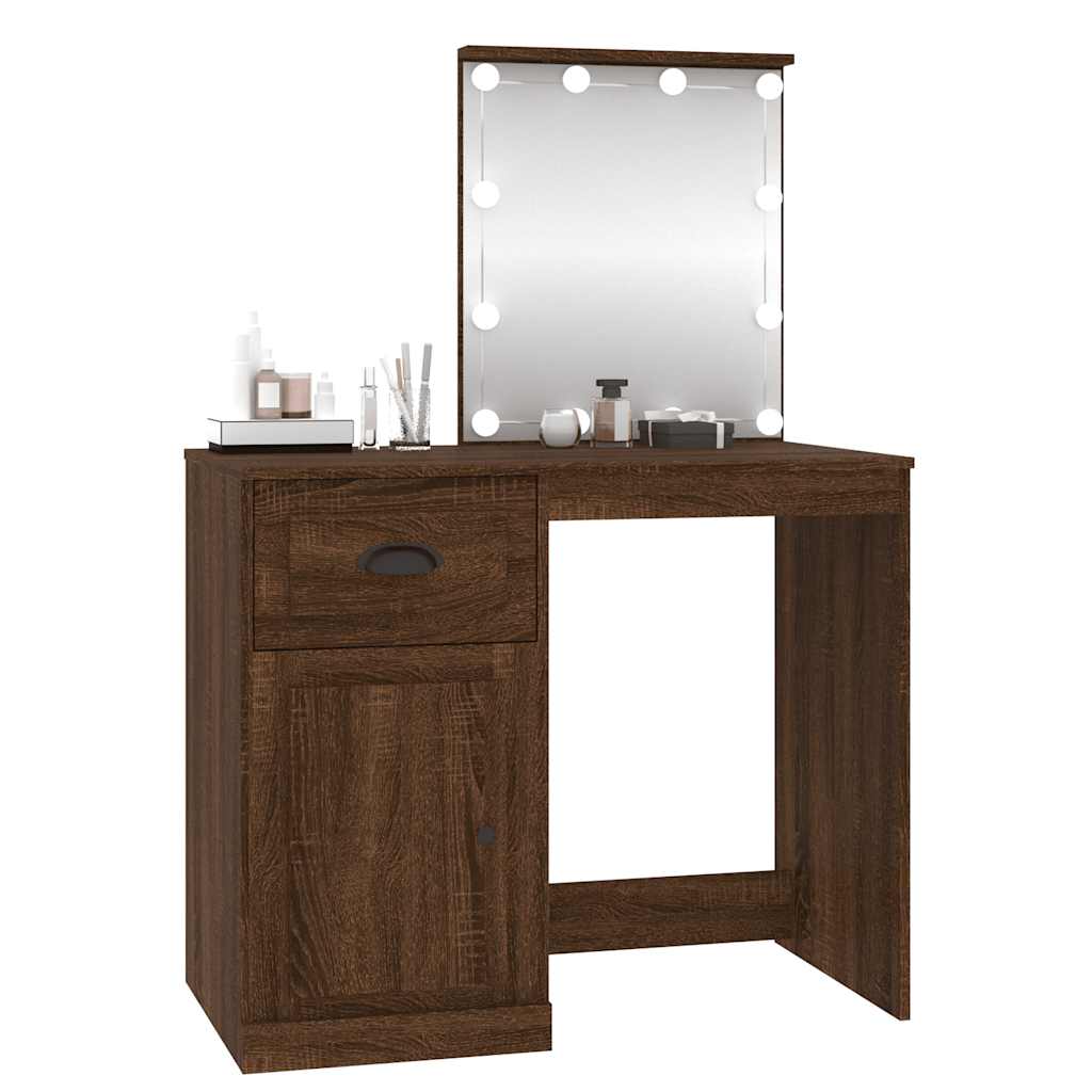 Schminktisch mit Spiegel Weiß 90x50x132,5 cm Holzwerkstoff
