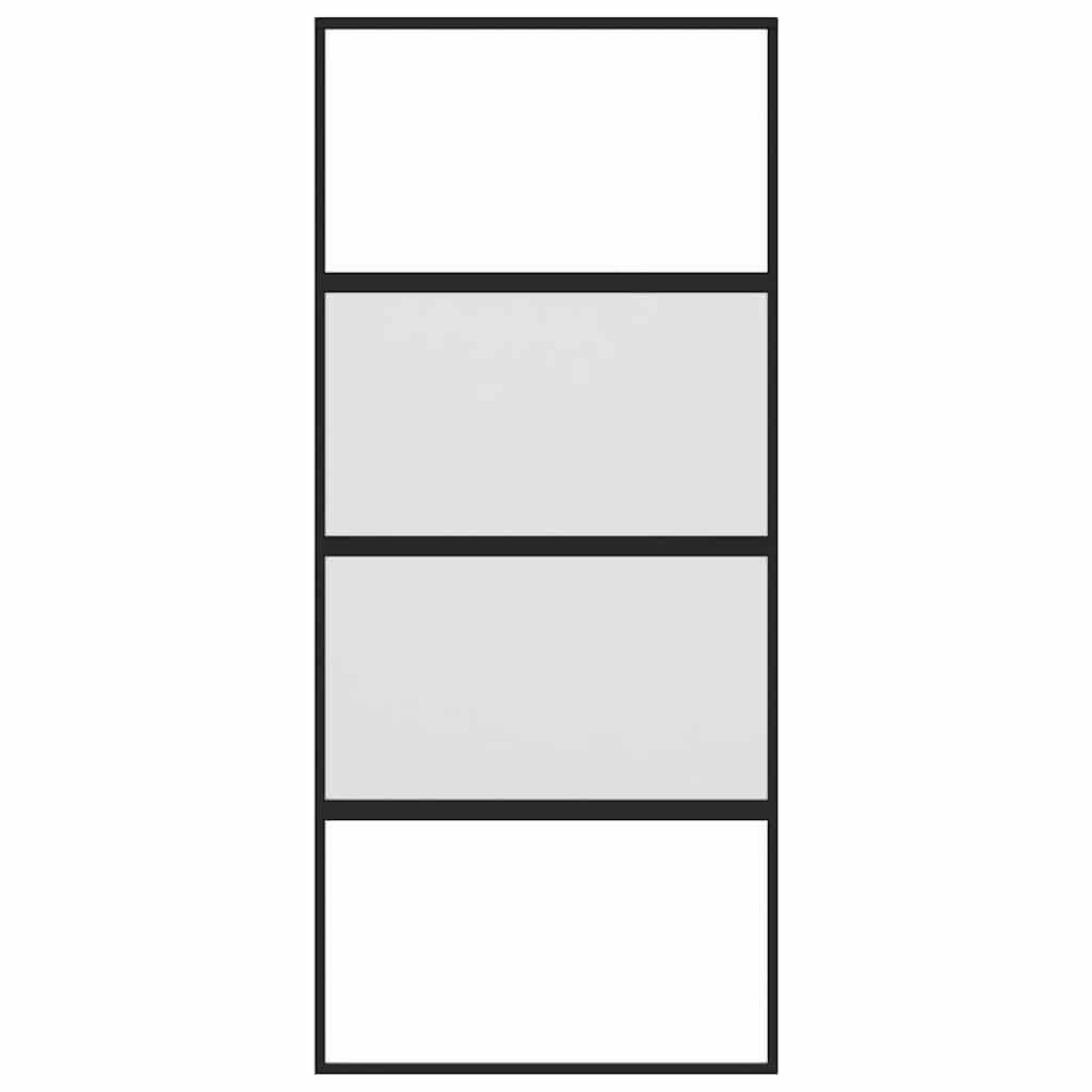 Schiebetür Aluminium und ESG Glas 90x205 cm Schwarz
