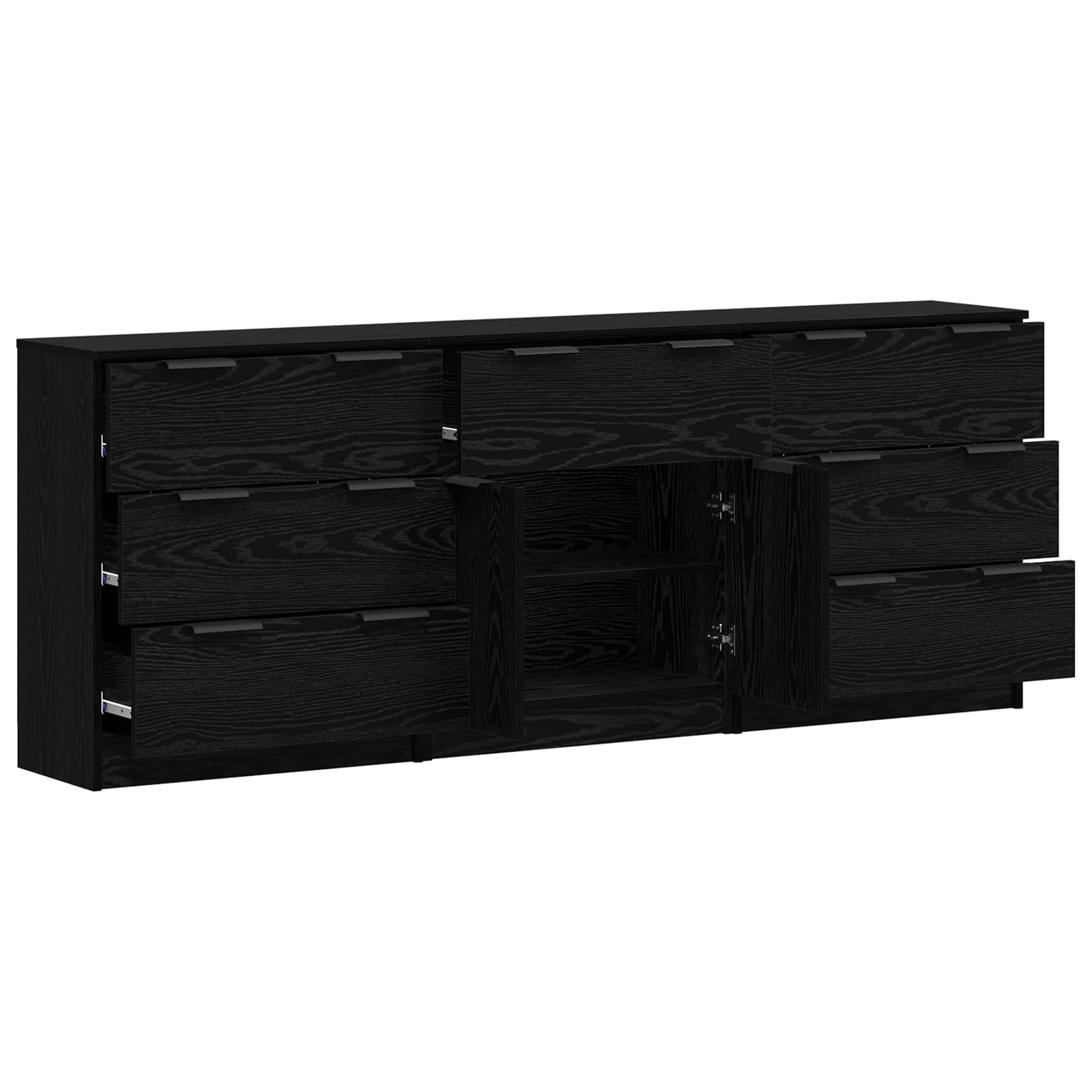 3-tlg. Sideboards Weiß Holzwerkstoff