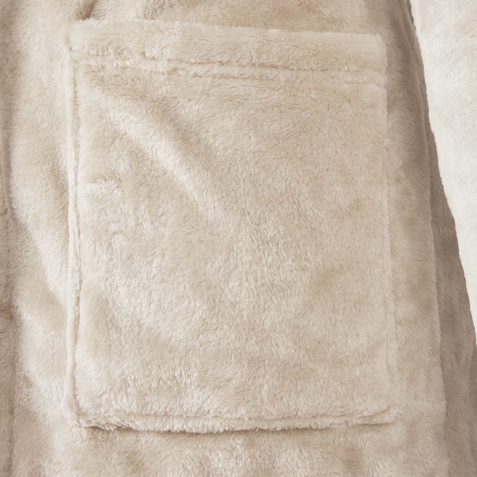 Bademantel Hoodie Beige S Flanell