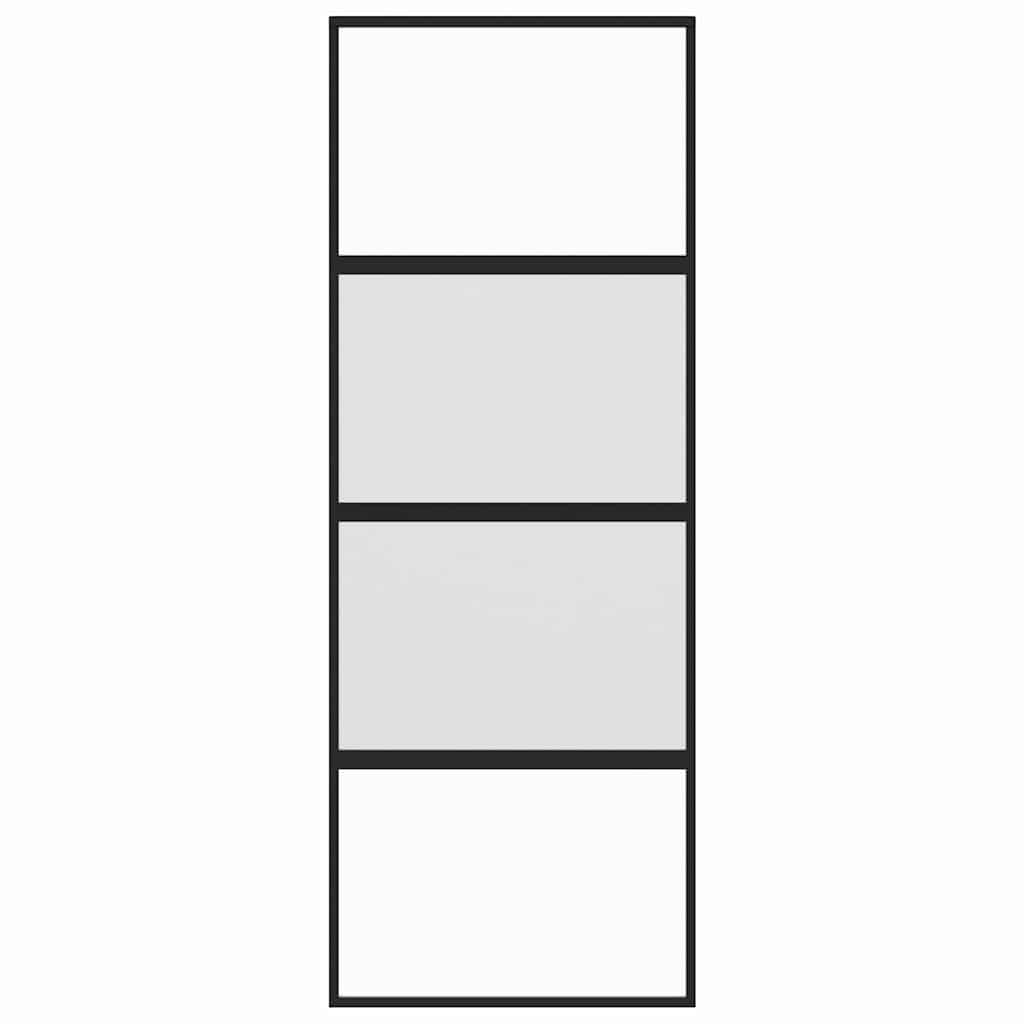 Schiebetür Aluminium und ESG Glas 90x205 cm Schwarz