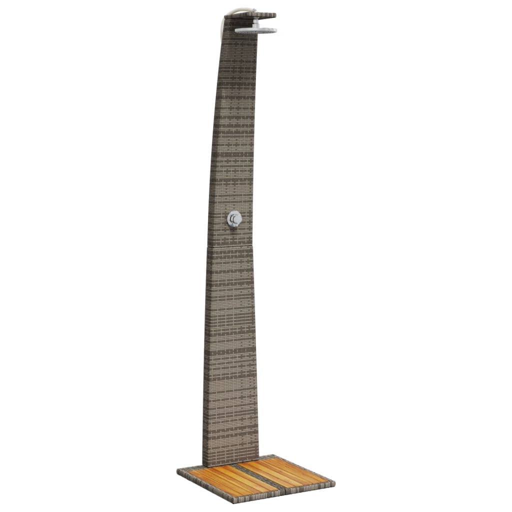 Gartendusche Schwarz 55x60x224 cm Poly Rattan und Akazienholz
