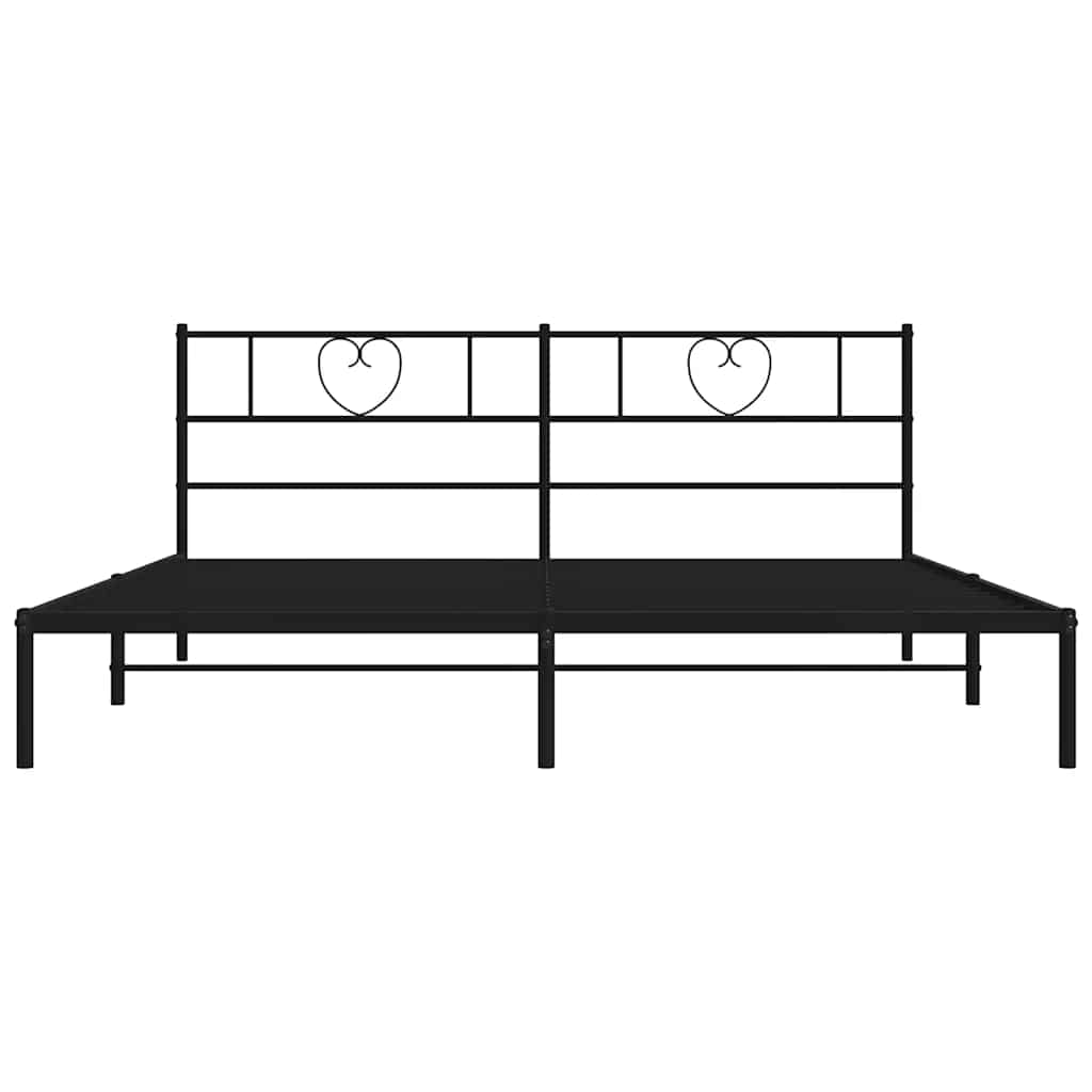 Bettgestell mit Kopfteil Metall Schwarz 100x190 cm