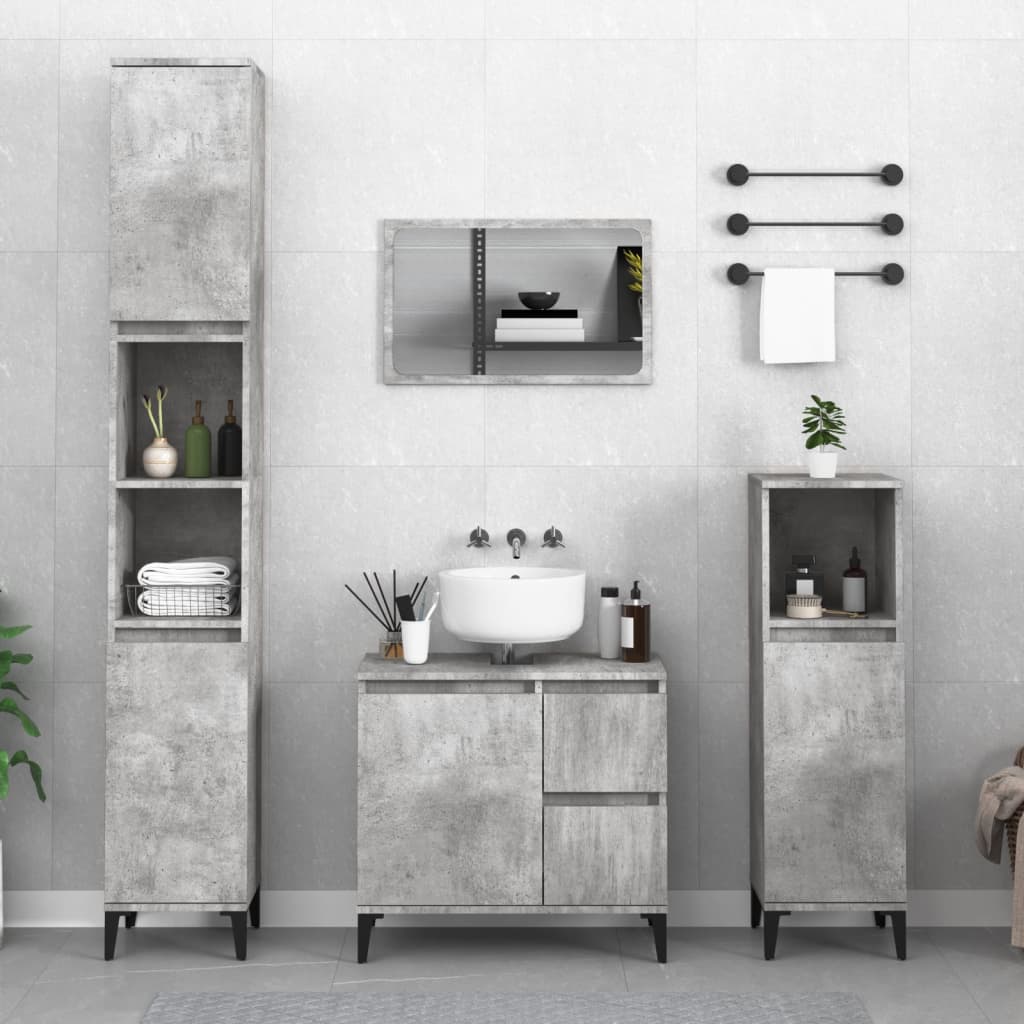 Badschrank Weiß 30x30x190 cm Holzwerkstoff