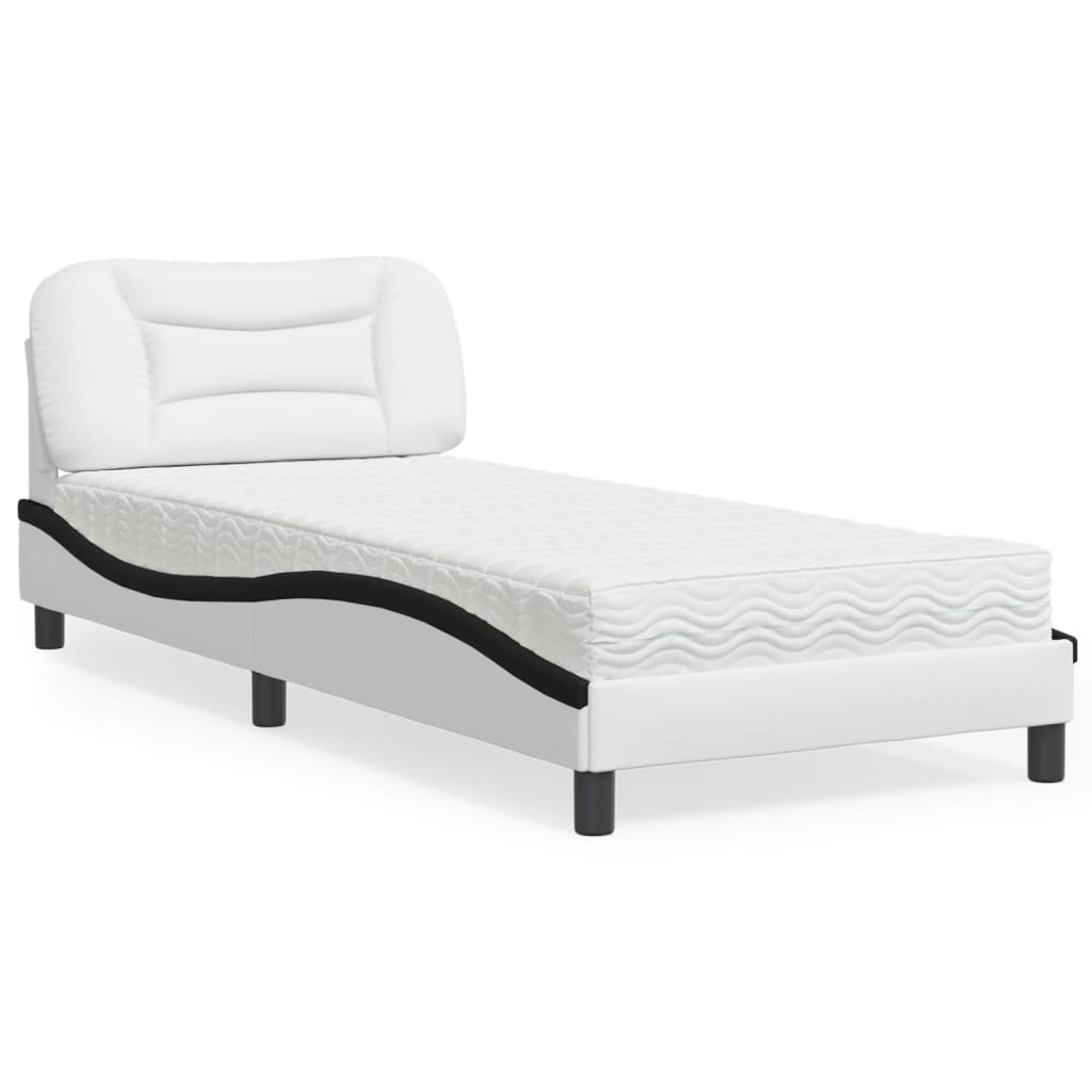 Bett mit Matratze "Hvar" Schwarz 80x200 cm Kunstleder
