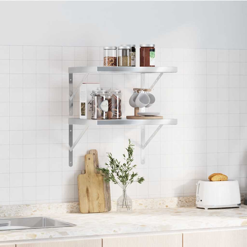 Wandregale 2 Stk. 100x40 cm Silbern Edelstahl