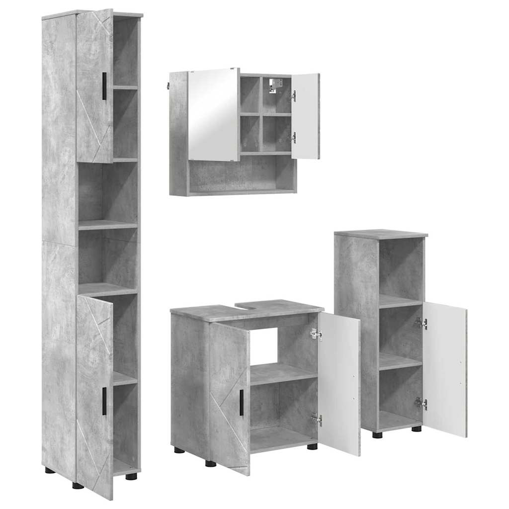 Badezimmermöbel-Set mit Tür 4 pcs Weiß Holzwerkstoff & Metall