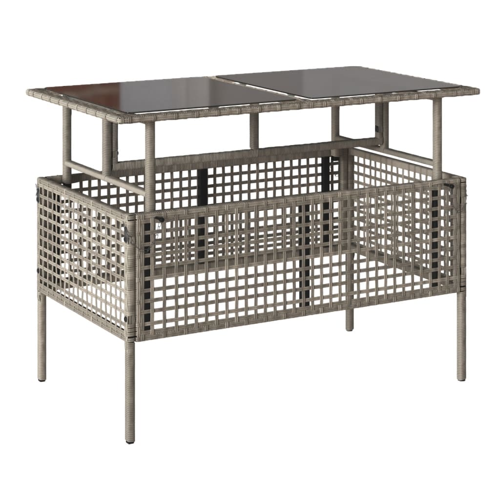4-tlg. Garten-Sofagarnitur mit Kissen Schwarz Poly Rattan Glas