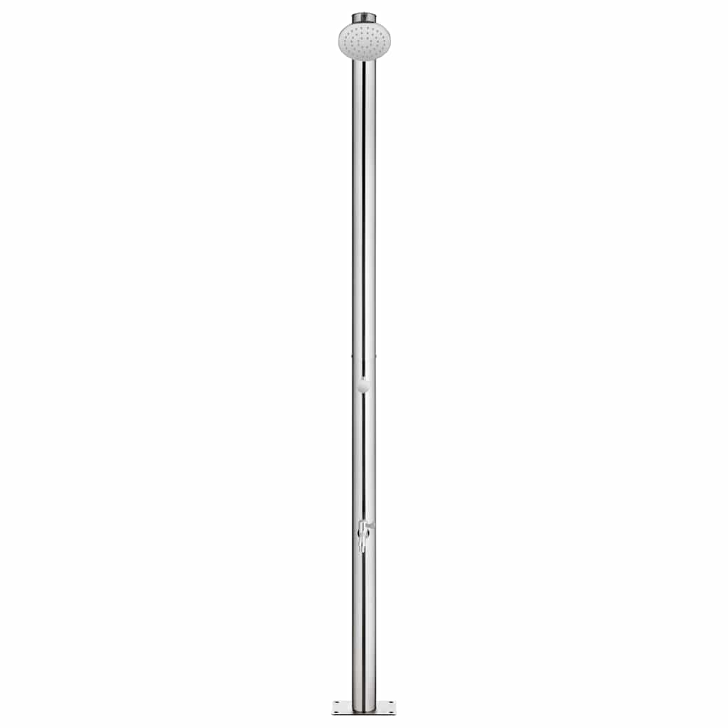 Gartendusche mit Grauer Bodenplatte 220 cm Edelstahl
