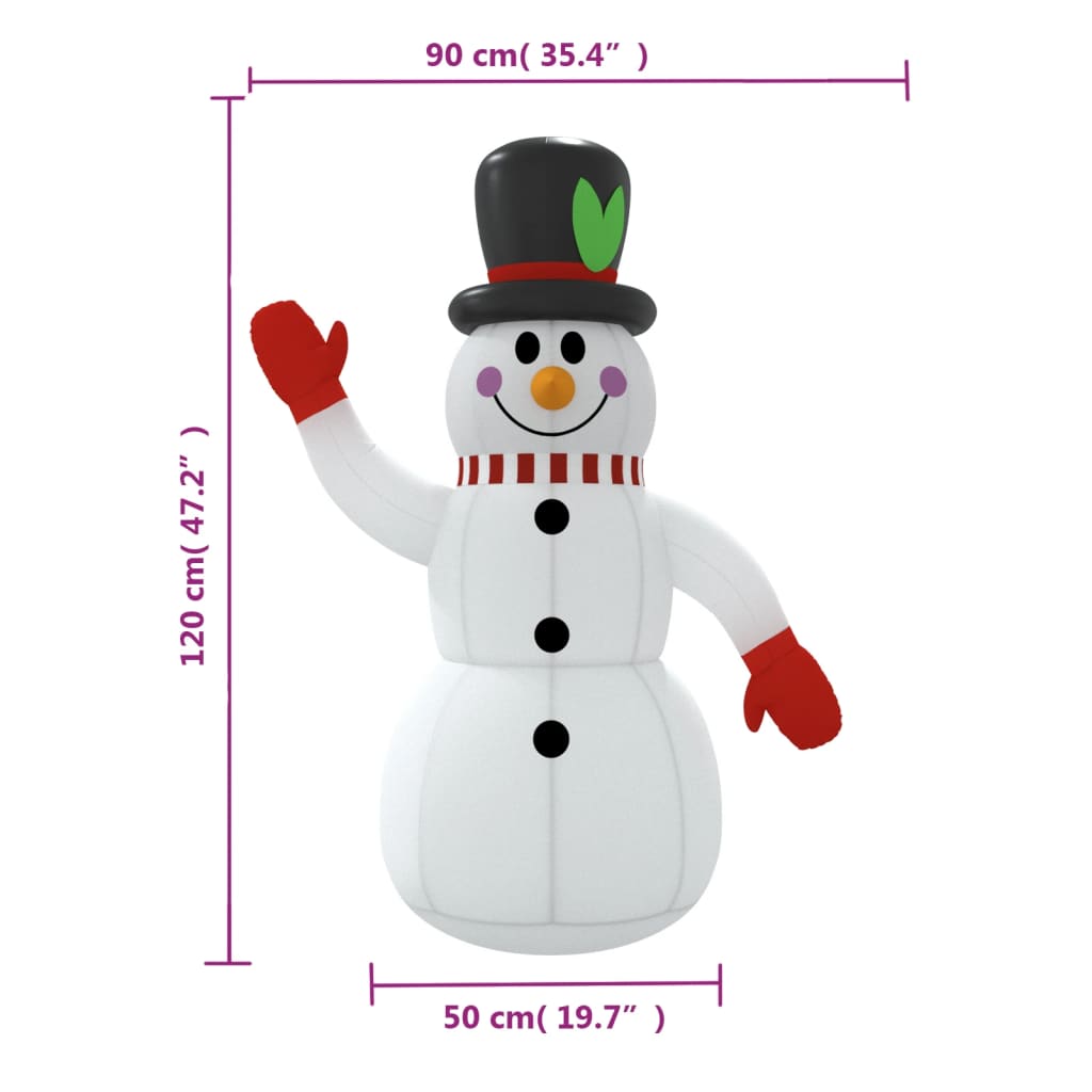 Aufblasbarer Schneemann mit LEDs 455 cm