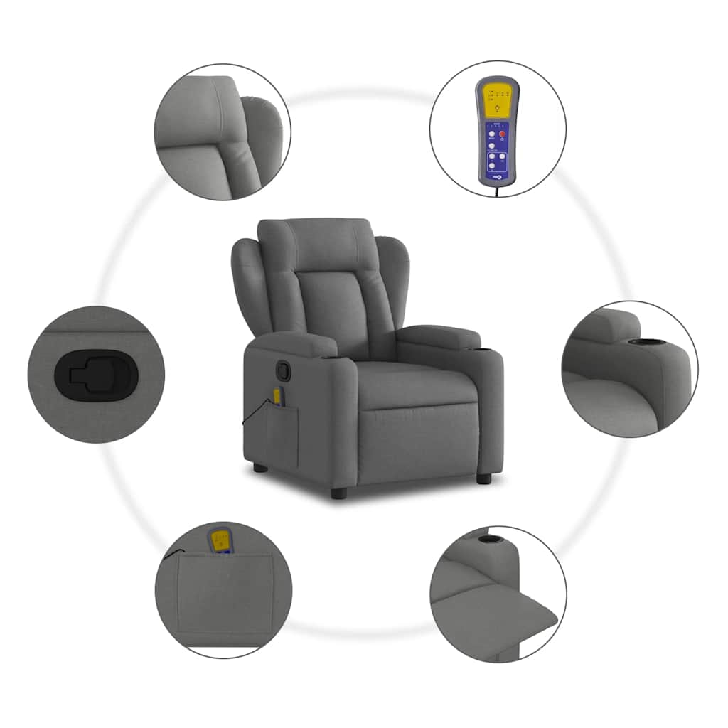 Massage-Relaxsessel, hellgrauer Stoff