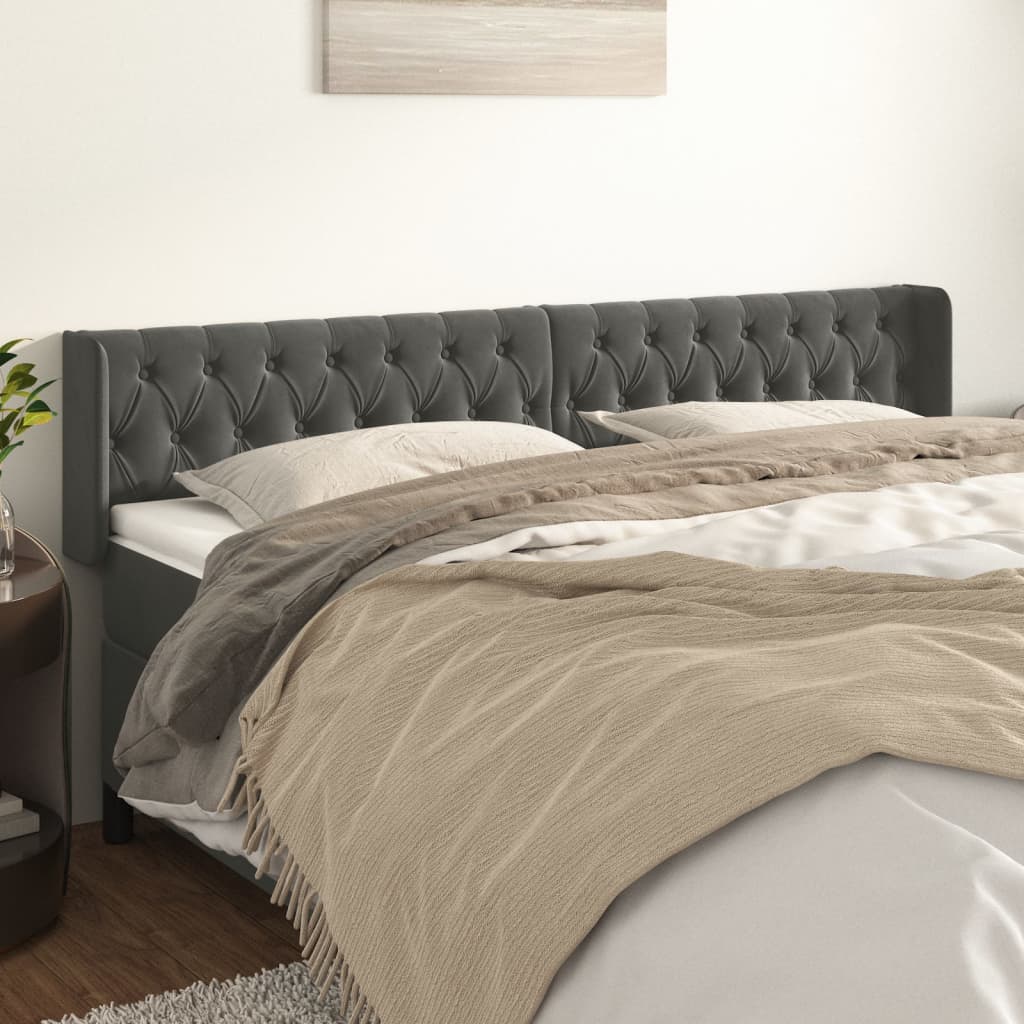 Kopfteil mit Ohren Dunkelblau 93x16x78/88 cm Samt