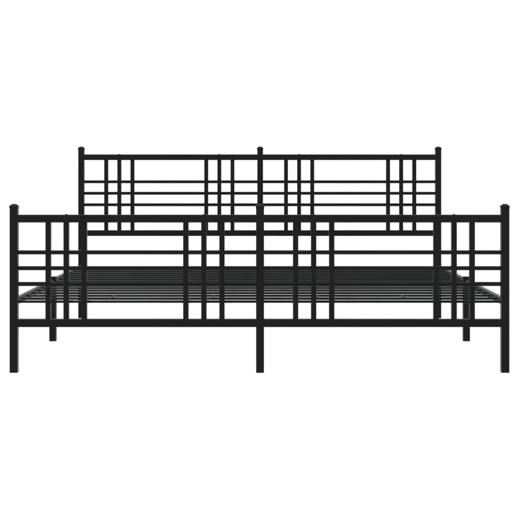 Bettgestell mit Kopf- und Fußteil Metall Schwarz 90x200 cm