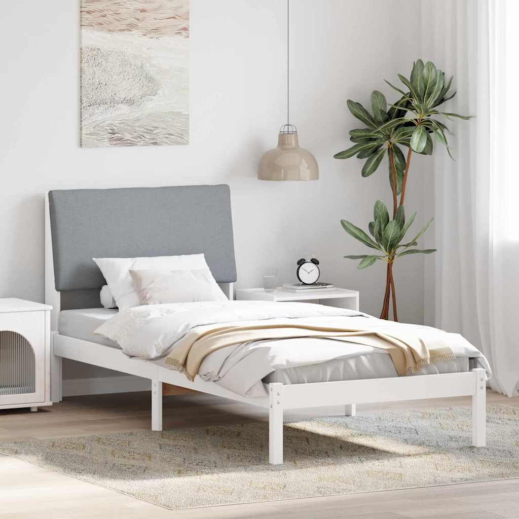 Bettgestell Braun und hellgrau 200 x 200 cm Massivholz Kiefer