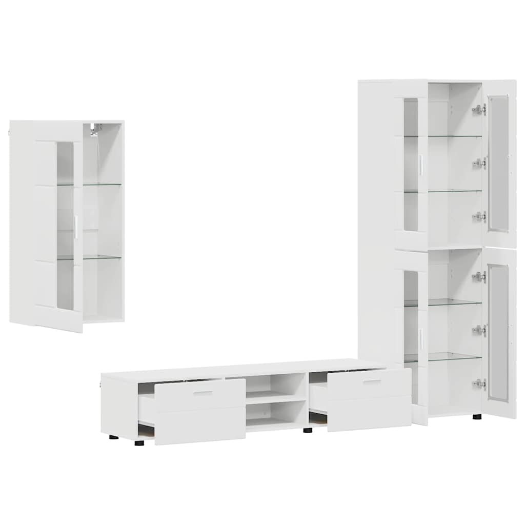 Highboard mit Regal FLORIN Weiß 60 x 35 x 182 cm Holzwerkstoff