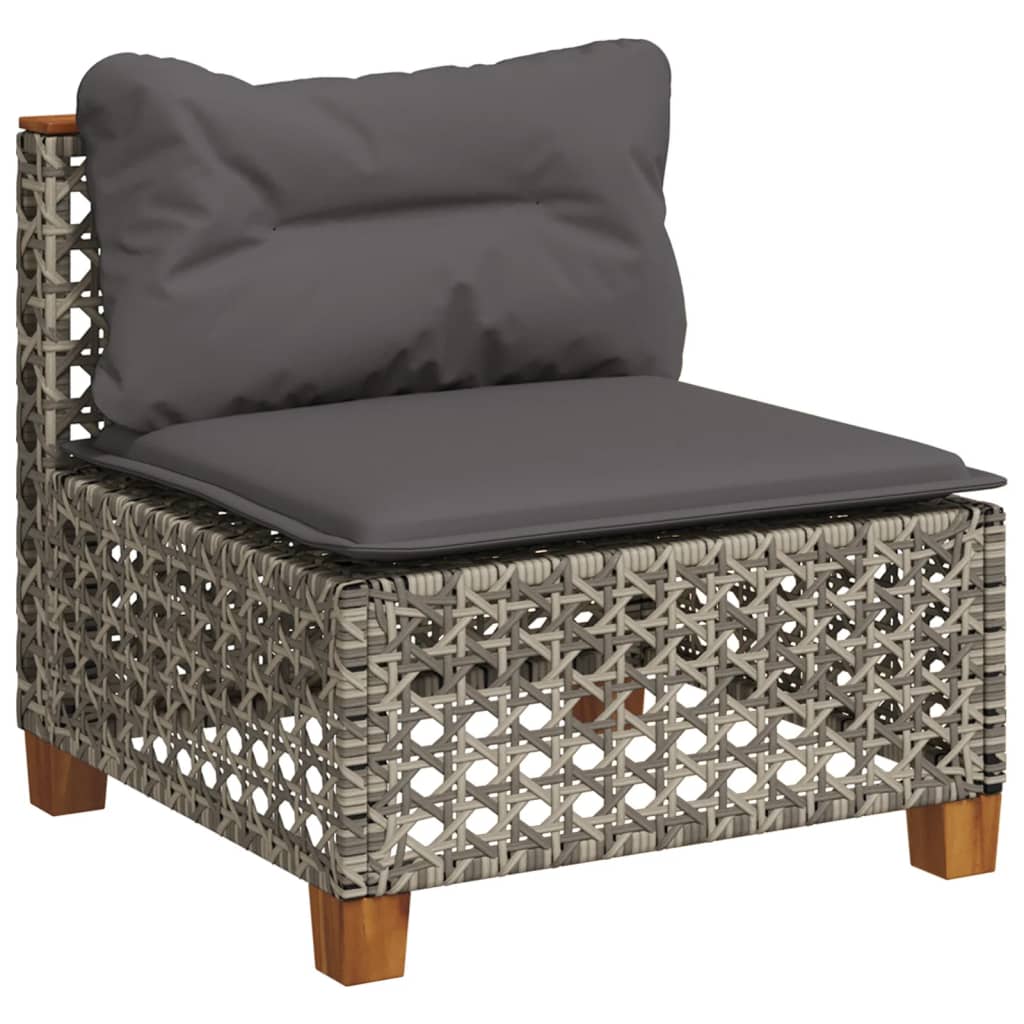 10-tlg. Garten-Sofagarnitur mit Kissen Beige Poly Rattan