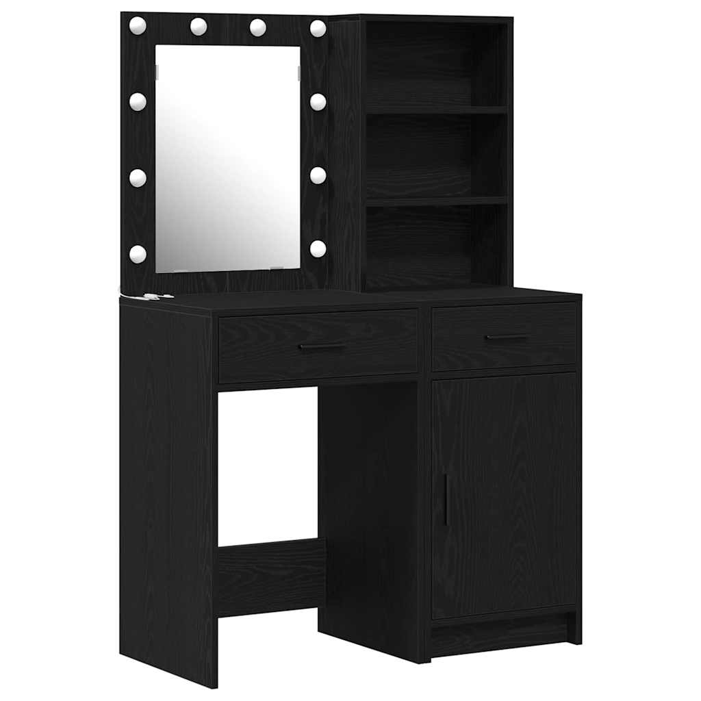 Schminktischset mit LED mit Schubladen 2 pcs Weiß Holzwerkstoff