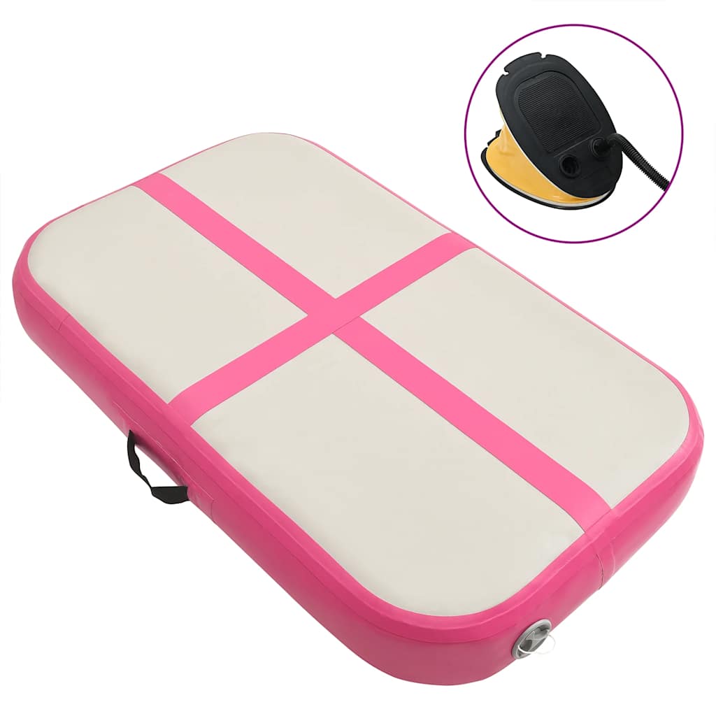 Aufblasbare Gymnastikmatte mit Pumpe 300×100×10 cm PVC Rosa