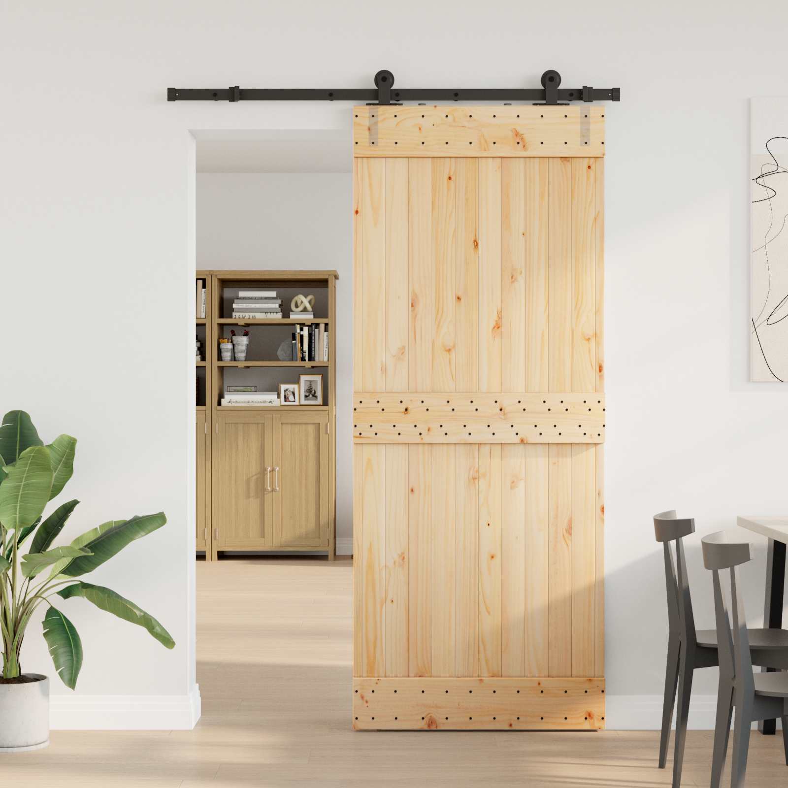 Schiebetür NARVIK Natürlich und Schwarz 70 x 210 cm (213,5 cm)