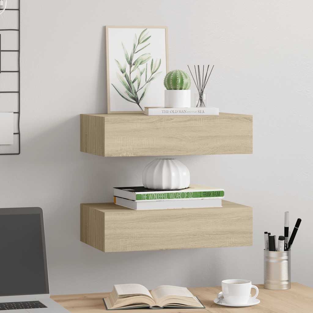 Wandregal mit Schublade Weiß 40x23,5x10 cm MDF