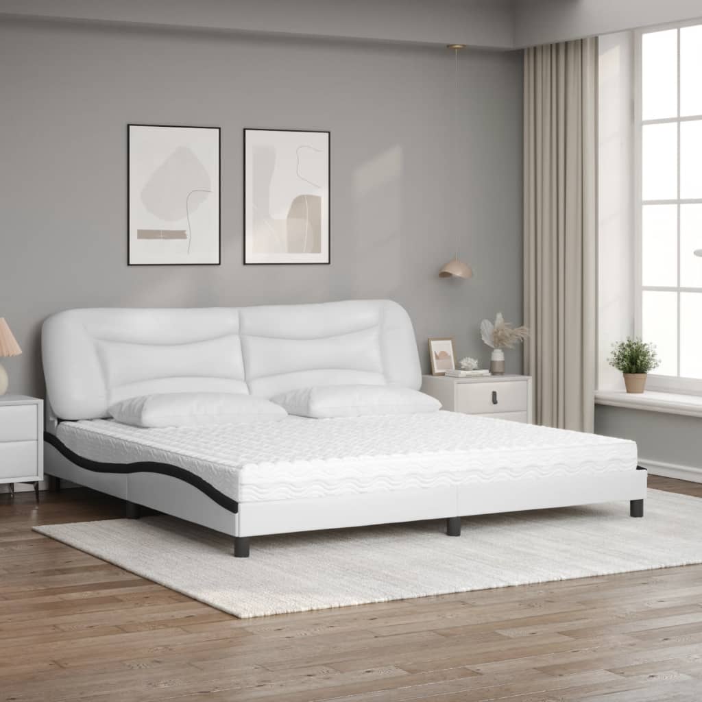 Bett mit Matratze "Hvar" Schwarz 80x200 cm Kunstleder