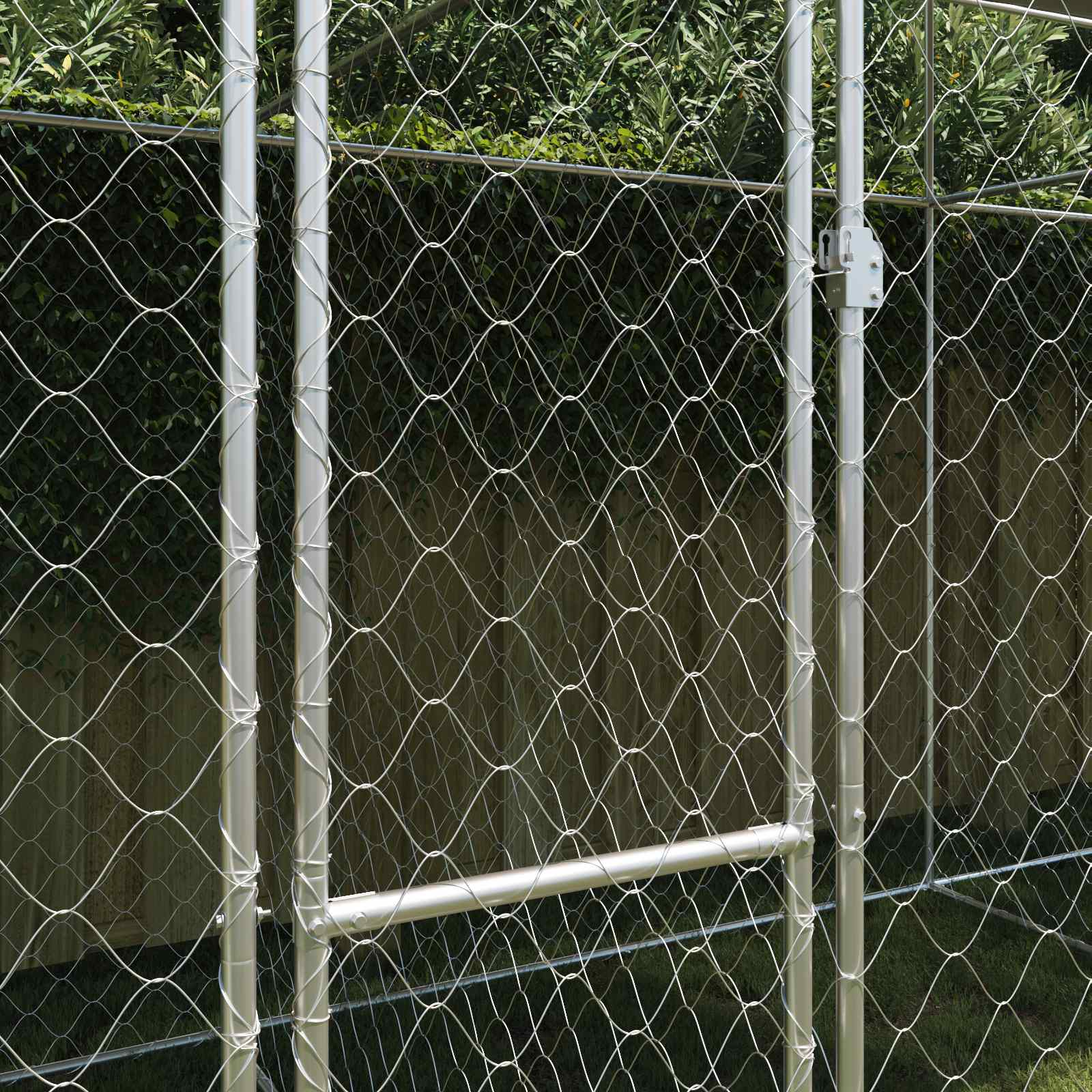 Hundezwinger mit Dach und Tür Grau 2x2x2 m Verzinkter Stahl