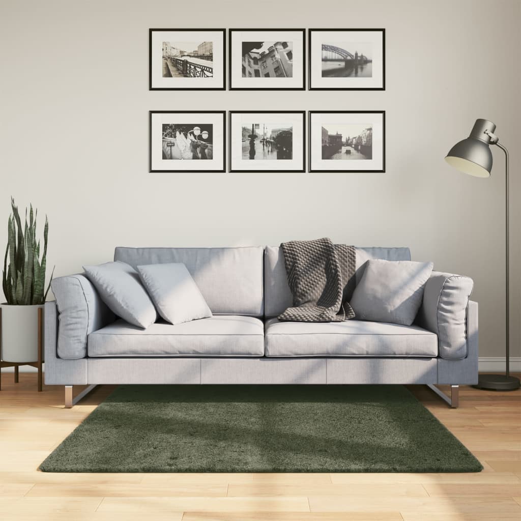 Teppich HUARTE Kurzflor Weich und Waschbar Anthrazit 60x110 cm