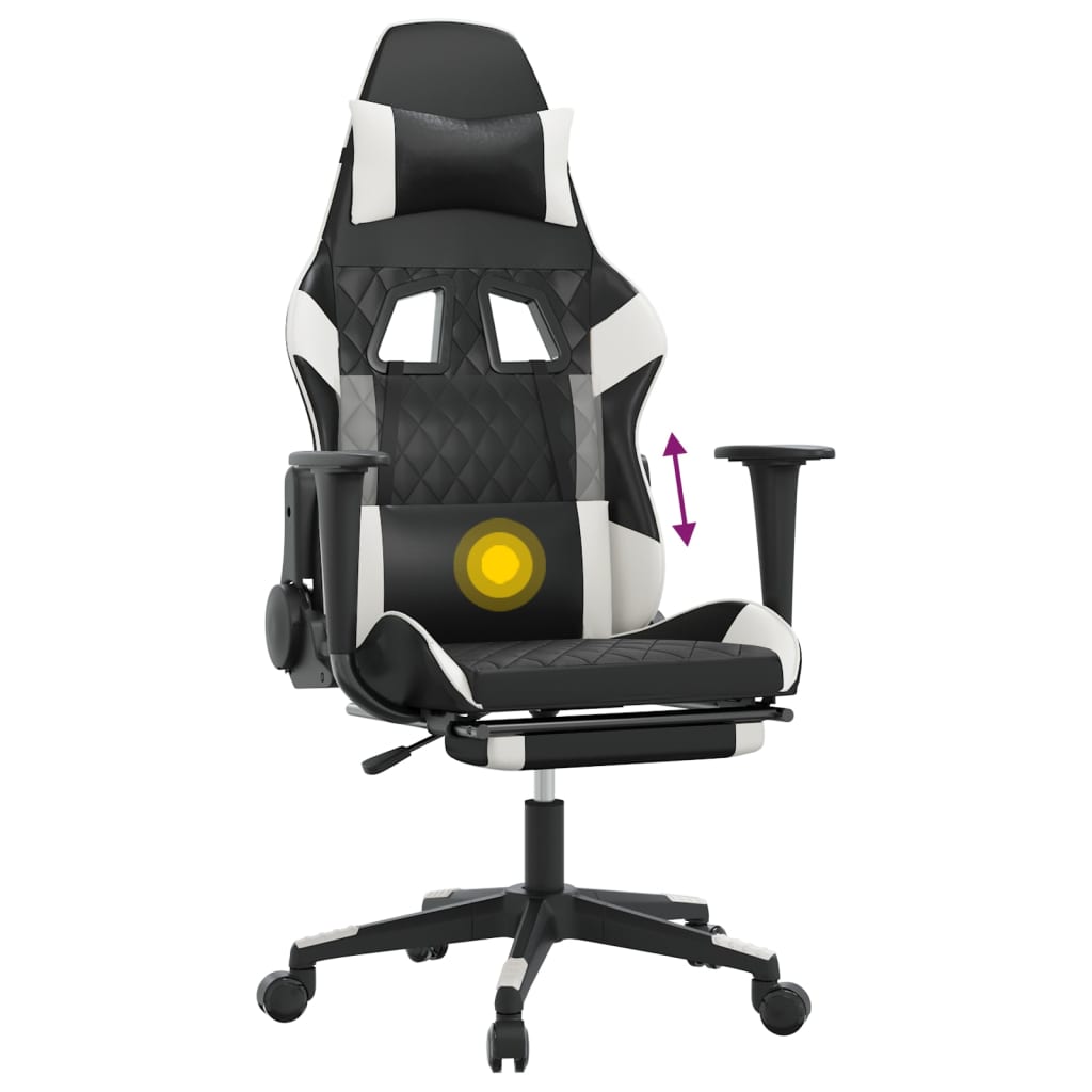 Gaming-Stuhl mit Massagefunktion Schwarz und Blau Kunstleder